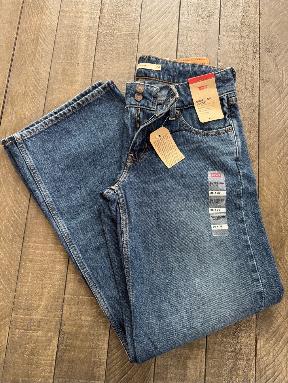 Levi's Women's Superlow Loose Jeans — Classic Blue Denim